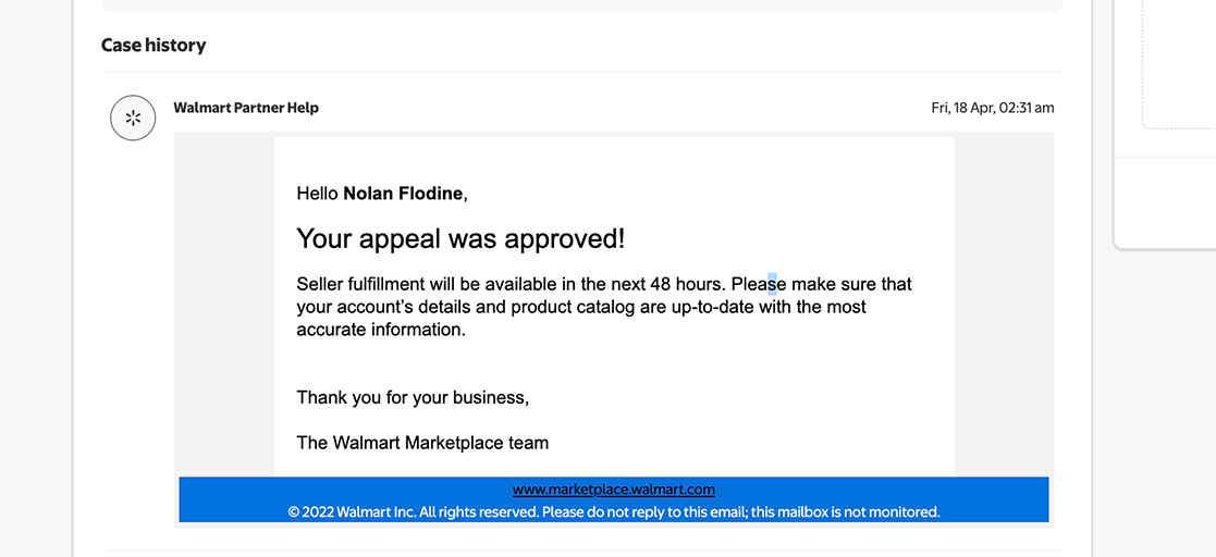 Walmart Seller Fulfillment Deactivated